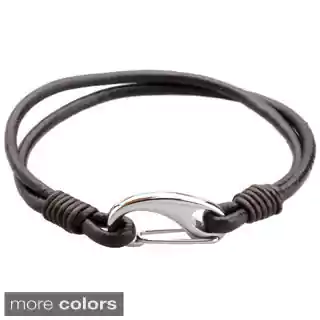 mens bracelets stainless steel and leather menu0027s 8-inch bracelet vzmbnvp