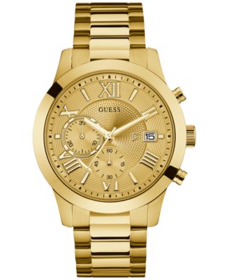 mens gold watches guess menu0027s chronograph gold-tone stainless steel bracelet watch 45mm  u0668g4 lhwkfvj