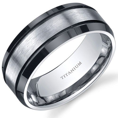 mens wedding rings beveled edge black and silver tone mens 8mm titanium wedding band ring  sizes 8 ujgbjuf