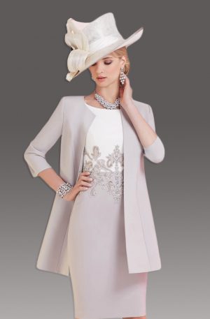 mother of bride outfits short fitted dress with matching coat. 008797 slmajwf