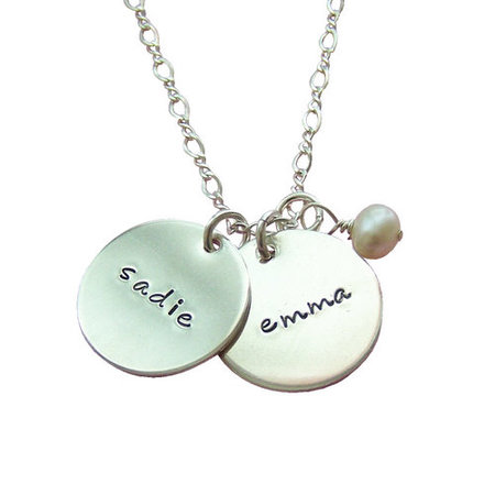 mothers jewelry silver two charm necklace iedpdzw