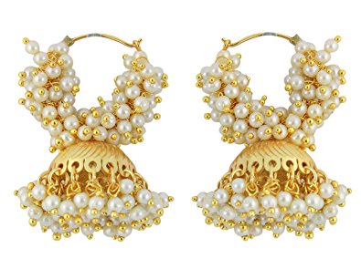 much more brass jhumki earrings for girls (white) ziryopw