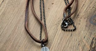 necklaces for men double necklace, leather and metal chain ▷ made from real leather and metal  ▷ nwklevm