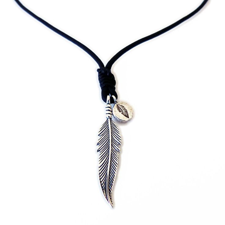 necklaces for men leather necklace for men / women - pendant leather necklace with sterling  silver feather fwjckmi