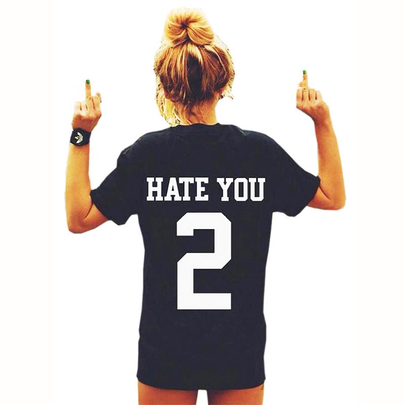 new t-shirt womens hate you 2 printed t shirts women tops tees loose letter t ebhmprk
