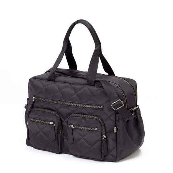 oioi quilted diamond black carry all nappy bag | pgjyuzv