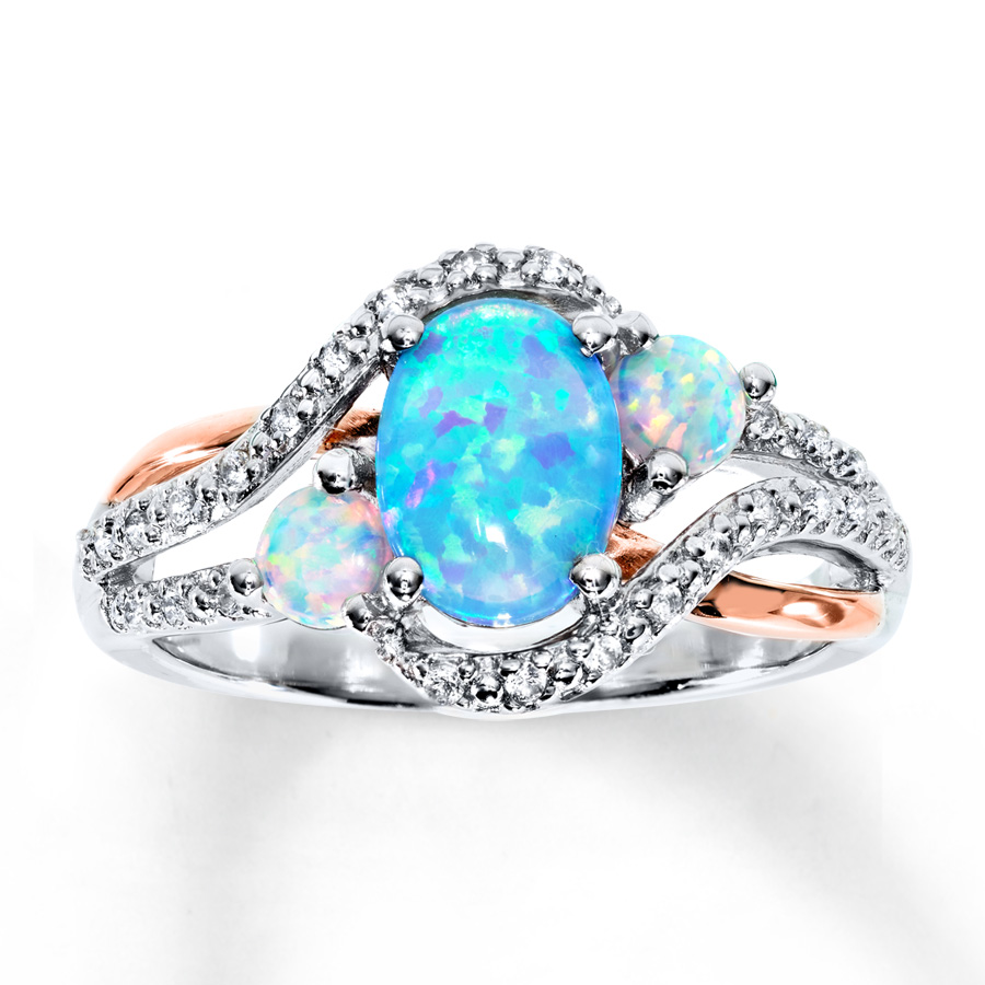 opal promise rings lab-created opal u0026 lab-created sapphire ring st. silver/10 gold ukayirx