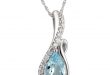 pear shape aquamarine necklace in 14kt white gold with diamonds (1/10ct tw) XMEMTMB