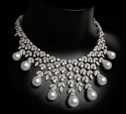 pearl and diamond necklace pearl diamond bib necklace by arzano jewellery ♥-♥-♥ bppzdgb