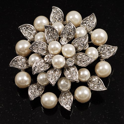 pearl brooch amazon.com: bridal synthetic pearl floral brooch (light cream): brooches  and pins: jewelry ubsoycu