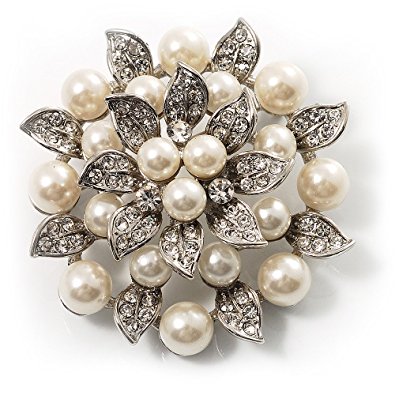 pearl brooch bridal synthetic pearl floral brooch (light cream) qccxkcw