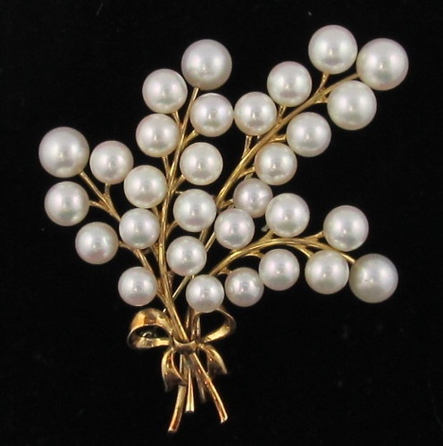 pearl brooch estate mikimoto pearl pin brooch 14k abnwyev