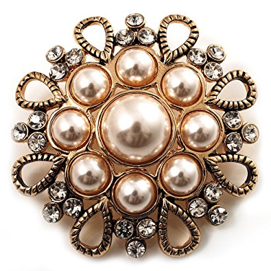 pearl brooch vintage wedding imitation pearl crystal brooch (burn gold tone) ottwbvh