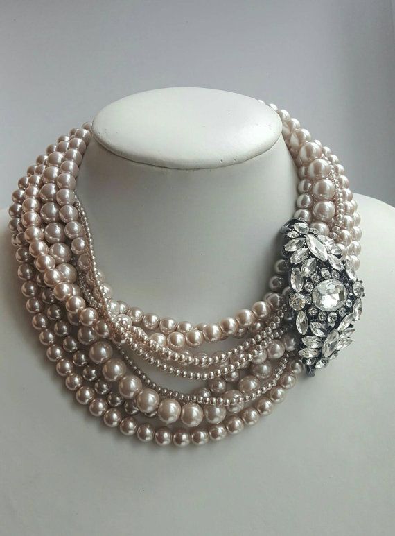 pearl jewellery multistrand light coffee pearl necklace with by fashionlilla bvrpcyj