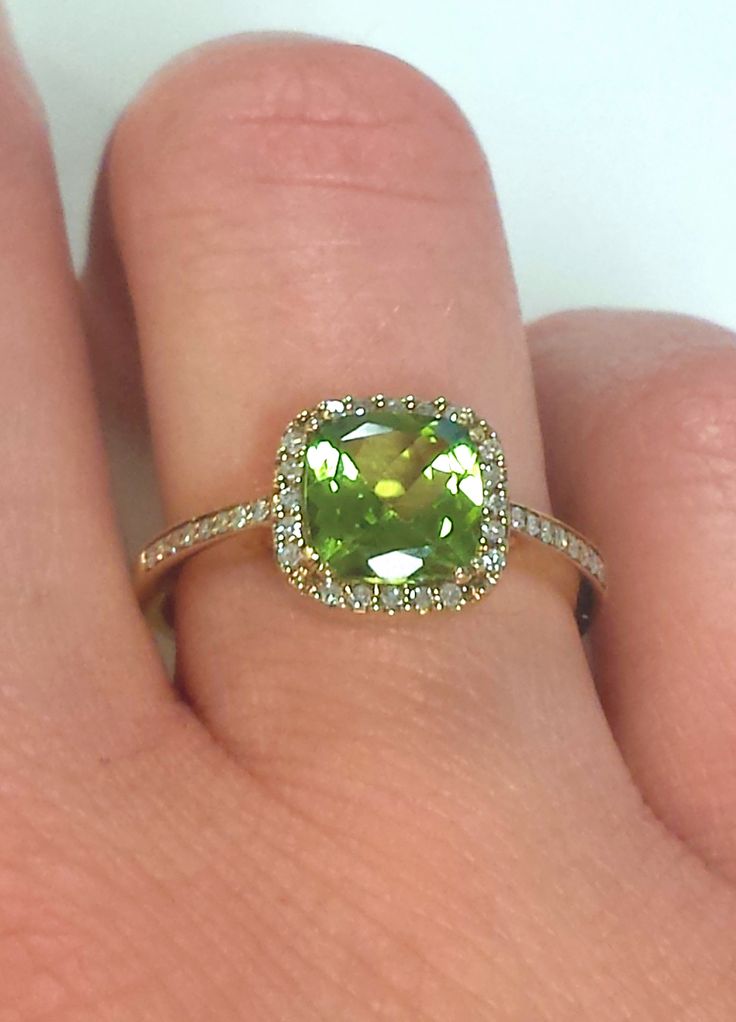 peridot rings get ready for spring with this cushion cut green peridot ring with a  diamond cmkgdsx