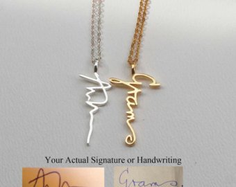 personalized necklaces actual personalized necklace - handwriting jewelry - custom necklace -  engagement necklaces - vertical mkwbuls