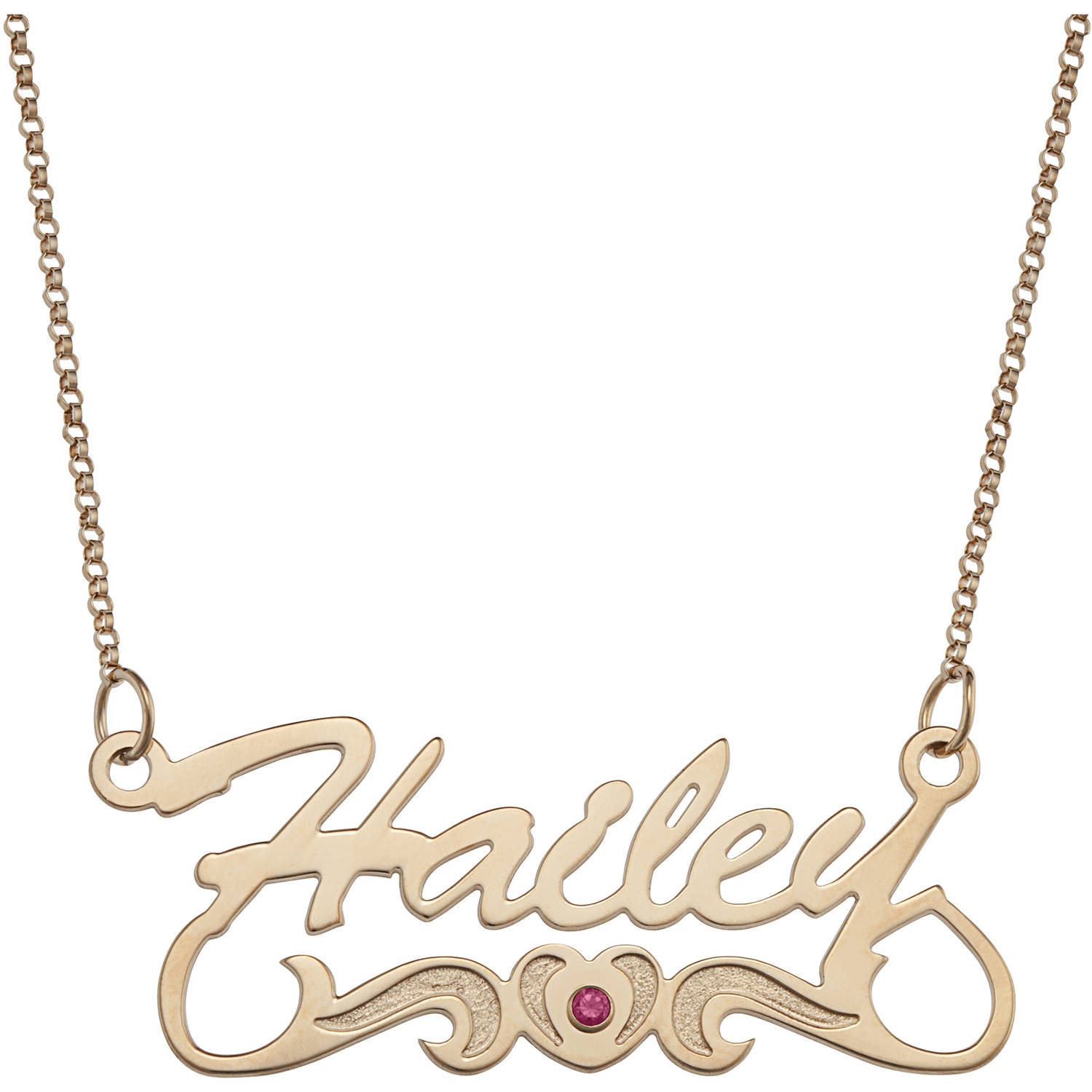 personalized necklaces personalized script name with birthstone heart tail 14kt gold-plated  necklace, 18 qgrkxtx