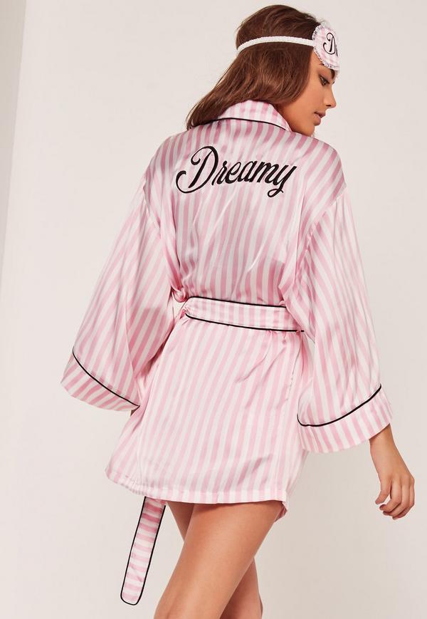 pink dreamy striped silk robe tkcejdx