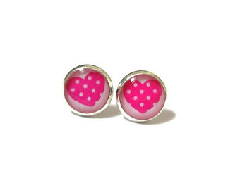 pink stud heart earrings - studda earrings - small heart earrings - girls  earrings cadjgec
