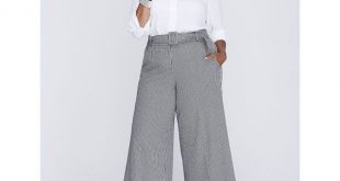 plus size pants lane bryant plus size ashley tailored stretch belted glenplaid culotte  ($70) ❤ liked on kpmnwit