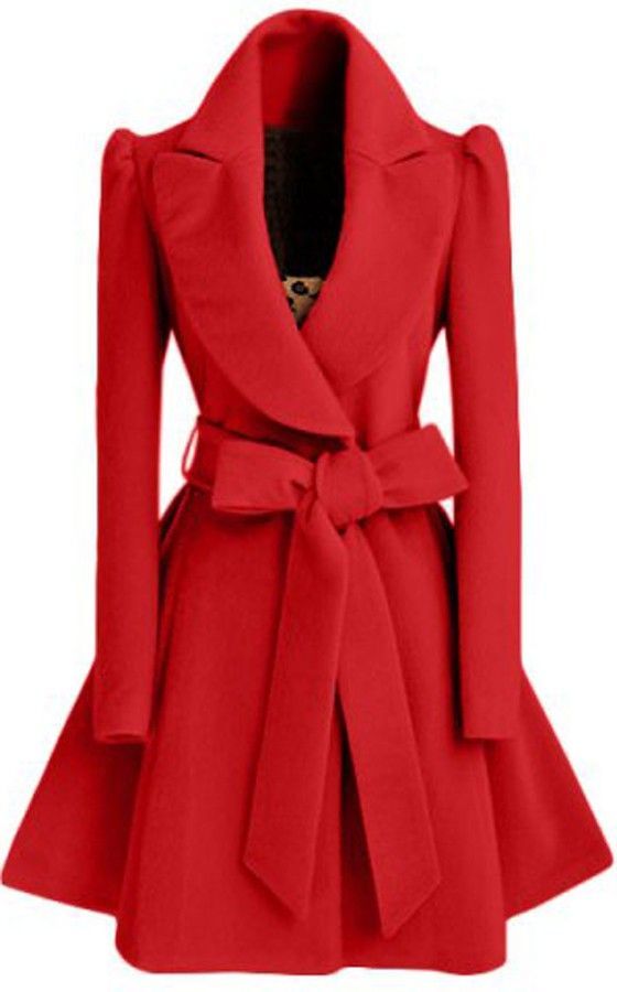 red coat red plain bow single breasted fashion wool coat ncqpvsz