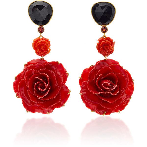 red earrings bahina onyx garnet, coral and real rose earrings ($2,550) ❤ liked on  polyvore kjrylpp