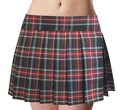 red plaid skirt black and red schoolgirl tartan plaid pleated mini skirt highland  (waistband measures 28 around imyqzkj