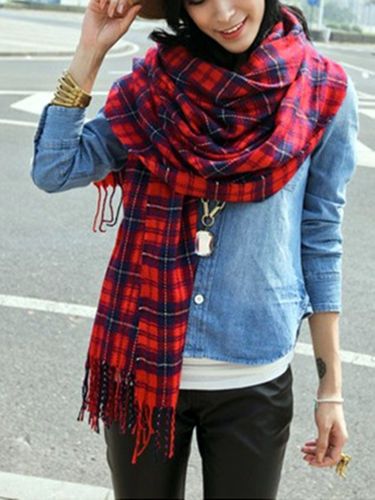 red tartan scarf red check tartan plaid pashmina wrap stole scarf shawl | ebay cbsxvcm