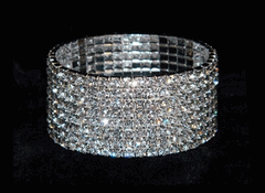 rhinestone bracelets #16021xs - 8 row stretch rhinestone bracelet - crystal silver hqtrhst