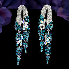 rhinestone earrings new fashion rhodium plated blue s crystal rhinestone drop dangle earrings  02931 qzkirsp