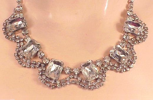 rhinestone necklace a row of smaller rhinestones descend to the marvelous dramatic drops of  eye-popping larger ipcjsio
