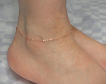 rose gold anklet, rose gold fill anklet, delicate rose gold ankle bracelet,  minimalist uzutsbf