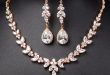 rose gold bridal bridesmaid jewelry set .long earrings seygoxx