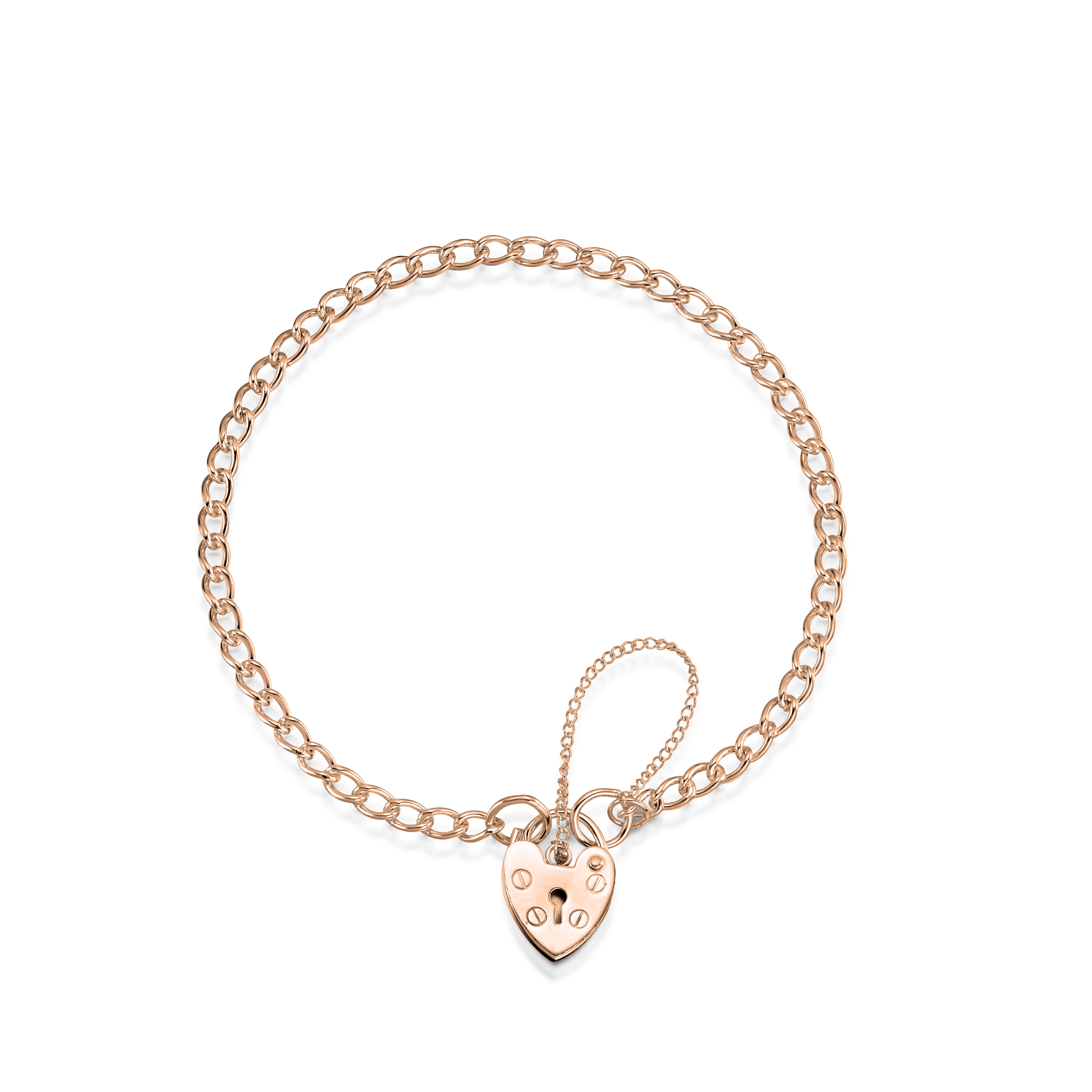 rose gold charm bracelet 9ct rose gold curb charm bracelet with heart shape padlock vundpmt