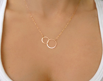 rose gold infinity necklace, rose gold circle necklace, mother daughter  infinity necklace, rose rhhuwrp