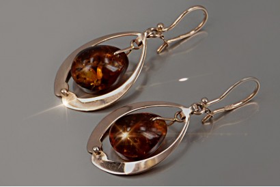 russian rose soviet gold amber earrings veab001 LDIMLIE