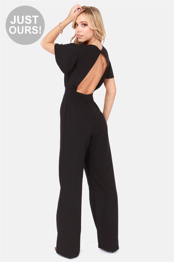 sexy black jumpsuit - backless jumpsuit - wide-leg jumpsuit - cutout  jumpsuit - $53.00 bxhvkjl