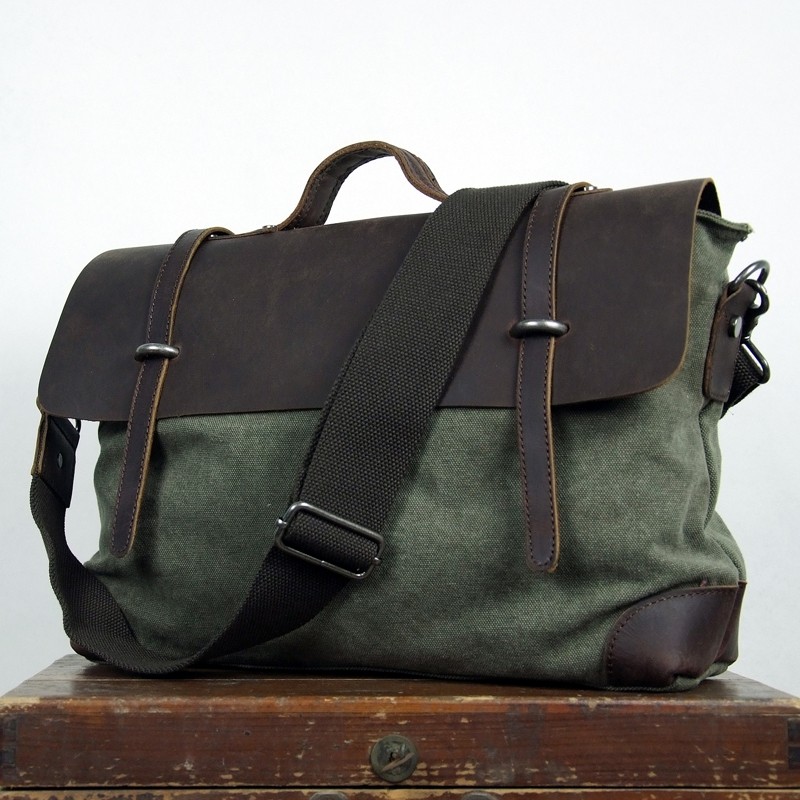 shoulder bags for men ... green canvas leather messenger bag ... lvpunpw