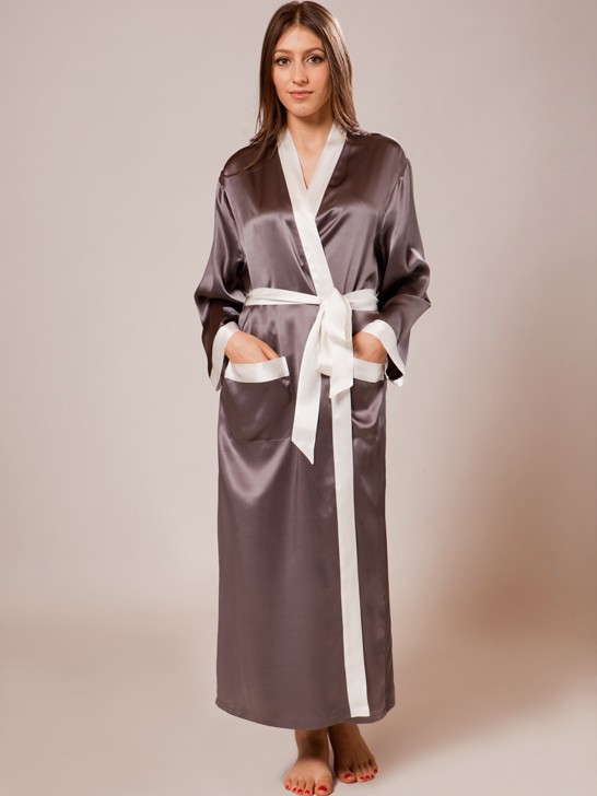 silk robe gown_charcoal/white silk robe gown_charcoal/white ... ogycvhi