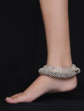 silver anklets bold ghungroo silver anklet - set of 2 lqbzljk