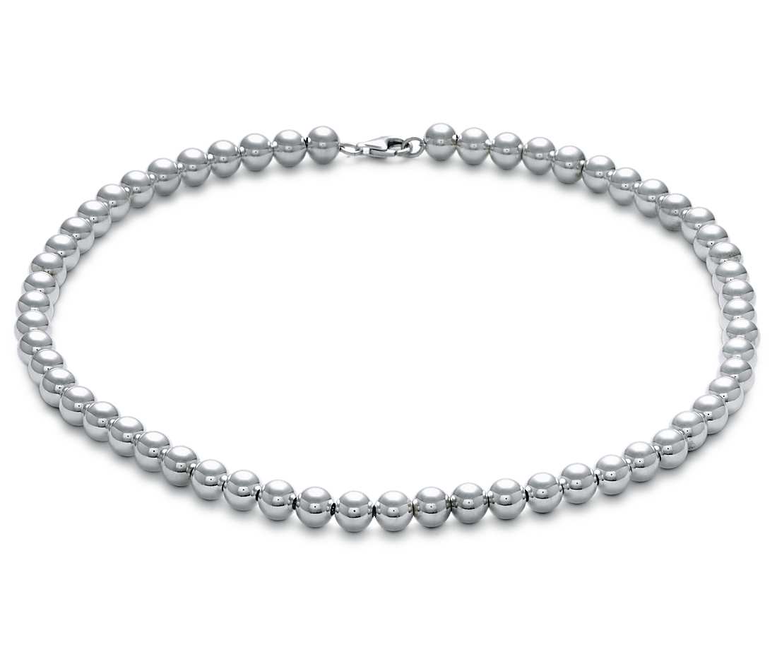 silver bead necklace beads necklace in sterling silver (8mm) oopmwko