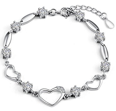 silver bracelets for women sterling silver bracelet women heart hand chain authentic crystal link  bracelets mothersu0027s day gift ufpcjqu