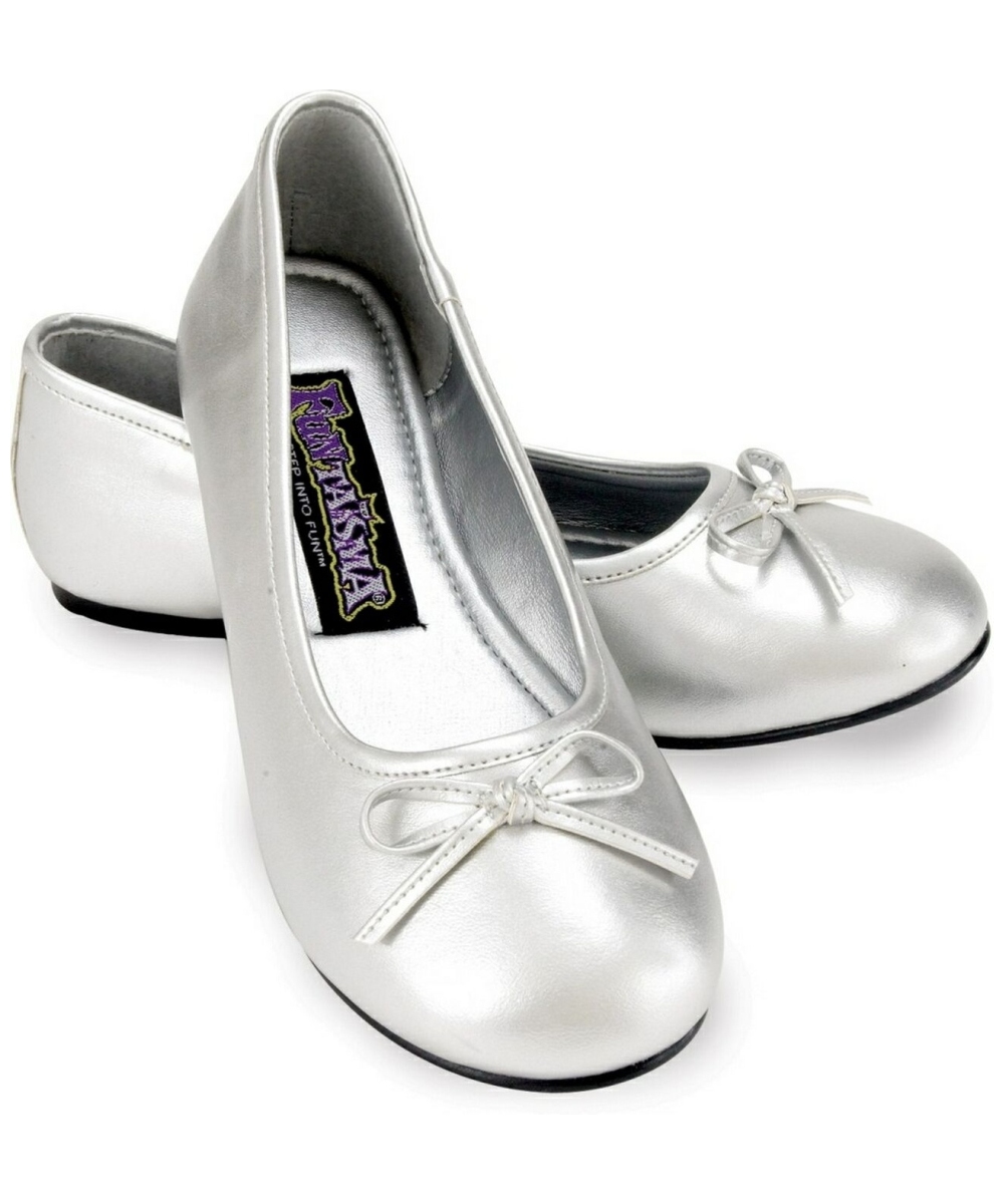 silver flats kids silver ballet flats - girls costume shoes tshvnkf