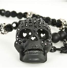skull jewelry super unique cubic black skull pendant beads necklace yejdxwa