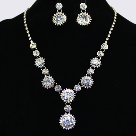 sliver plating crystal rhinestone costume jewelry necklaces set qzyohgd