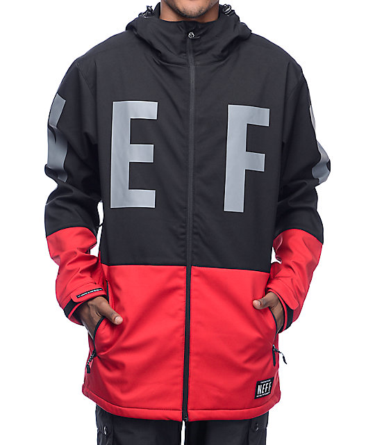 snowboard jackets neff daily 10k black u0026 red softshell snowboard jacket gveqzna
