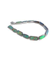 sterling silver created opal bracelet with brilliant colours xonzovl