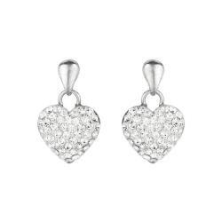 sterling silver white crystal heart earrings byooacc