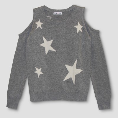 sweaters for girls girlsu0027 franki u0026 jack cold shoulder star sweater - heather gray jstfgap