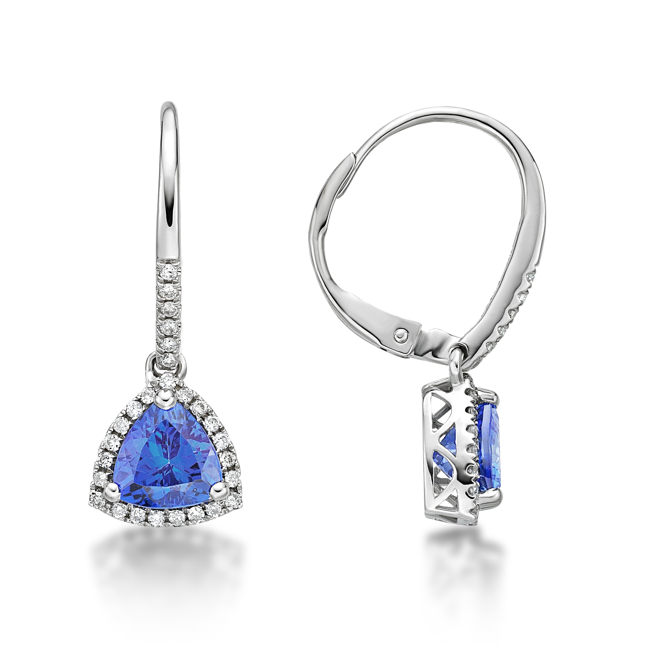 tanzanite earrings trillion cut tanzanite u0026 diamond earrings hiqgwcl